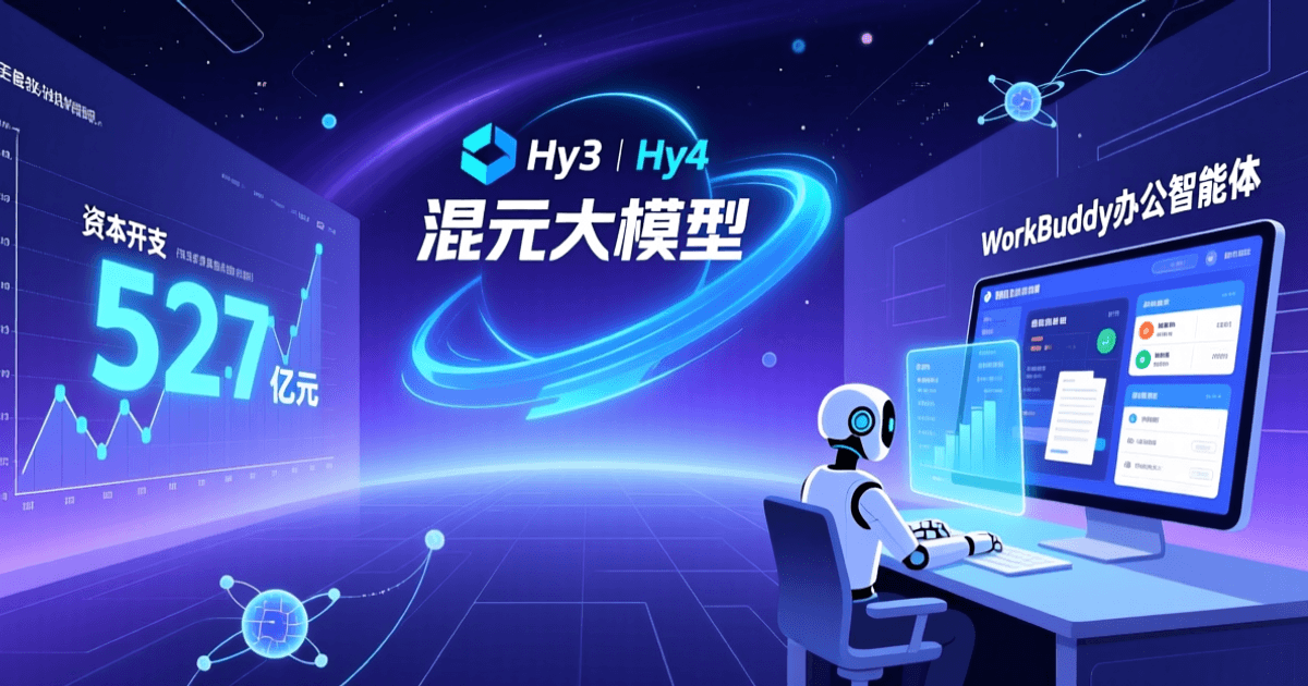 腾讯AI战略科技蓝色调封面，展示大模型与办公智能体概念