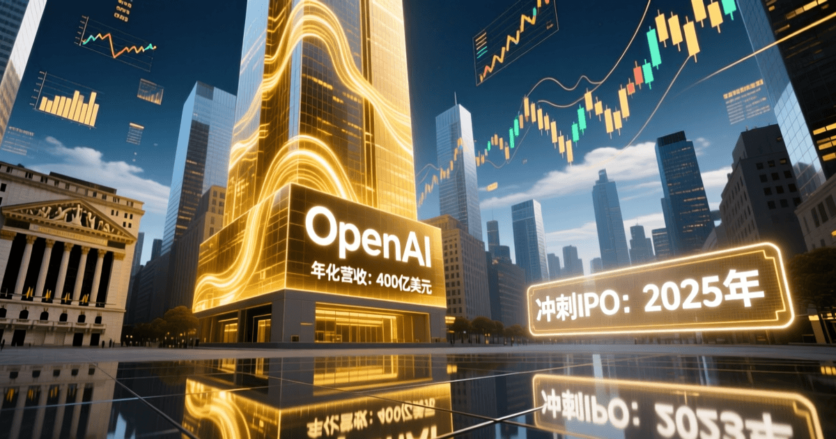 OpenAI年化营收400亿美元冲刺IPO，华尔街证券交易所，金色科技感