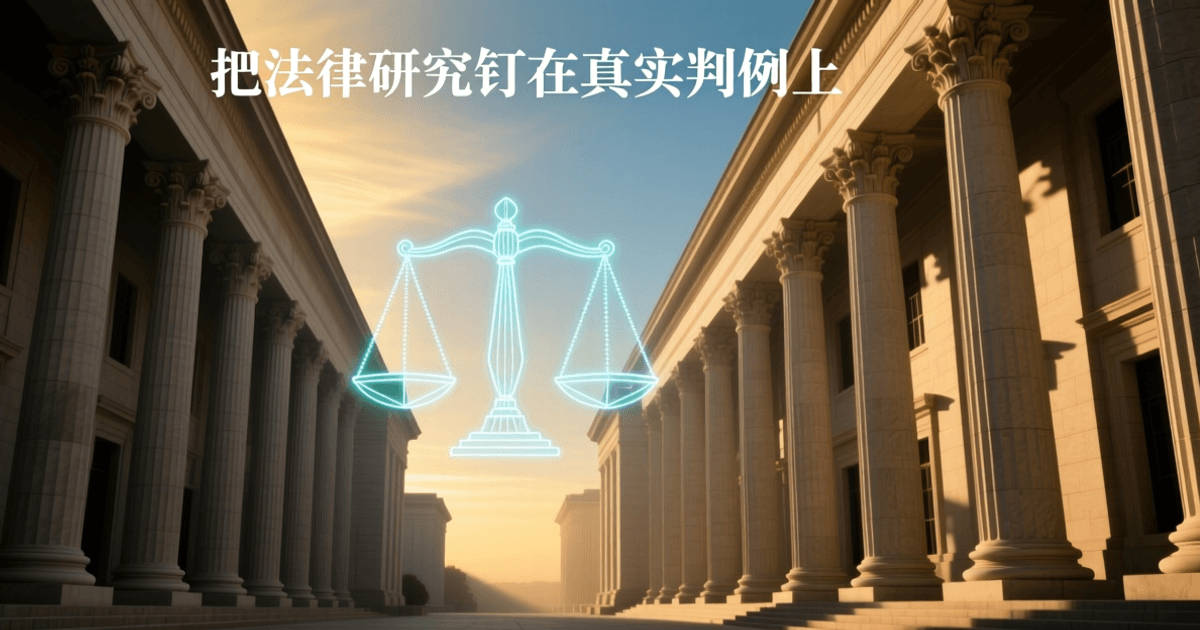 仰视视角的法院建筑外观,大理石立柱整齐排列,晨光中画面中央悬浮由光线构成的透明天平轮廓