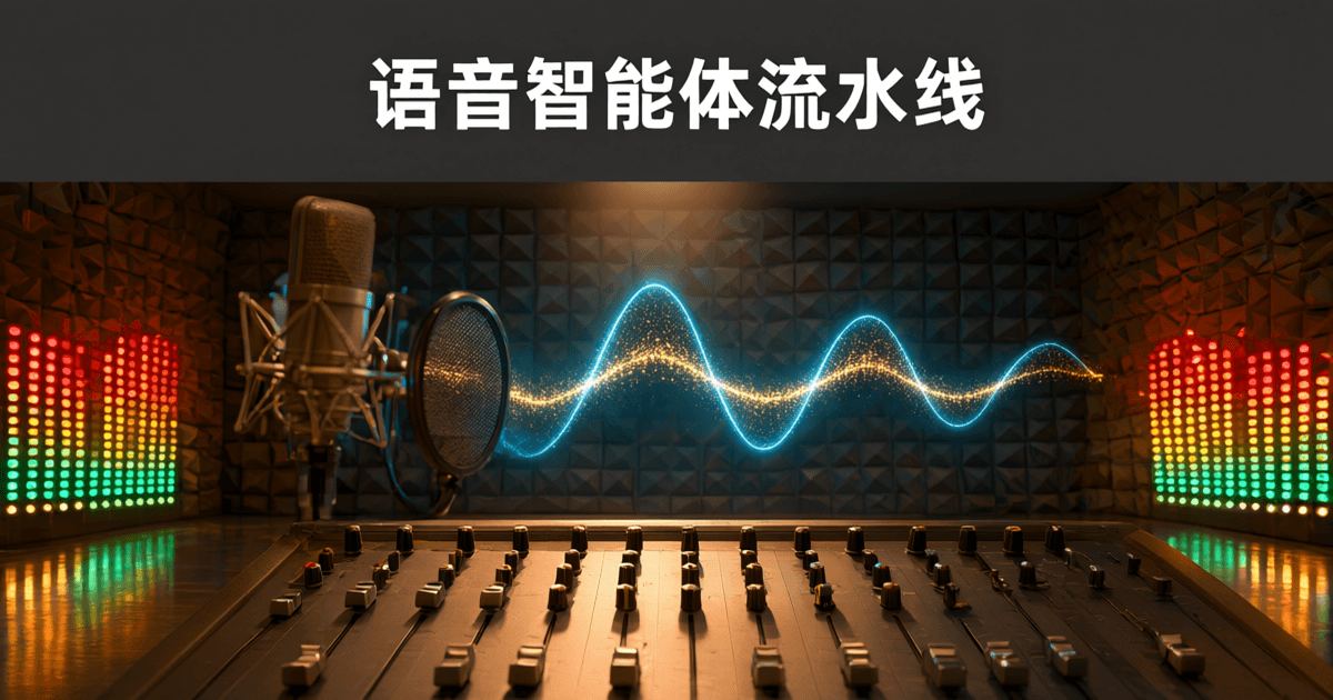 专业录音棚控制室内,前景哑光深灰调音台推子与旋钮整齐排列,中央悬浮三段式发光声波带,墙面吸音楔形海绵阵列与密集电平指示灯